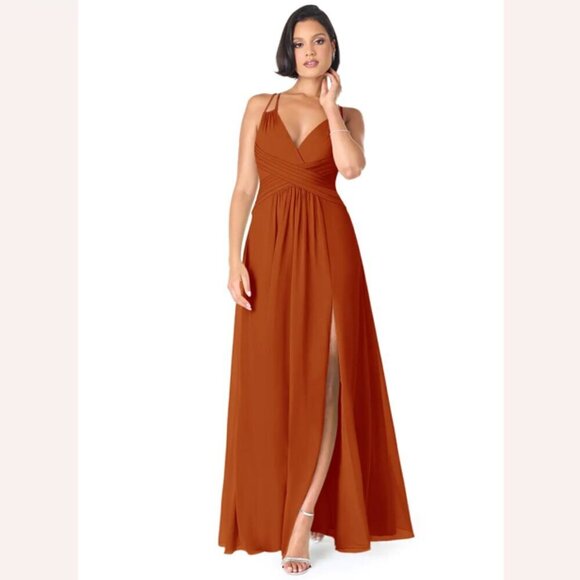 Azazie Women's Poly A-Line Convertible Chiffon Dress Paprika - Picture 1 of 10